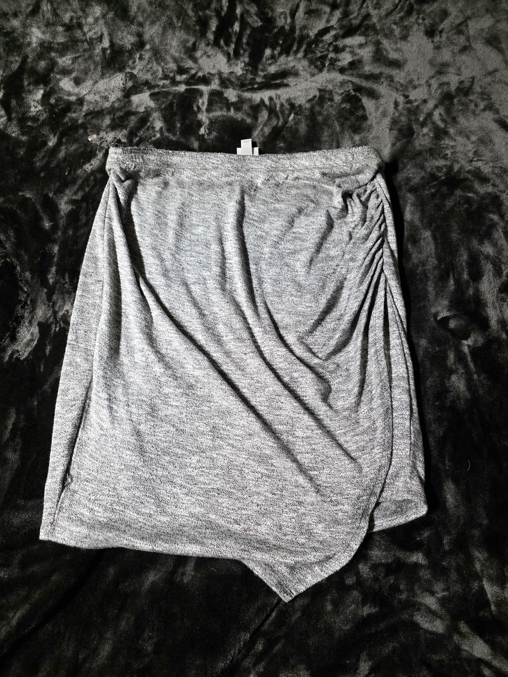 A New Day Heather Gray Asymmetrical Ruched Skirt